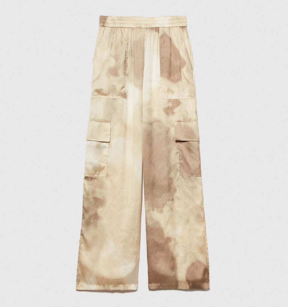Printed satin cargos - women's regular fit trousers - Multi-color | Sisley image number 7